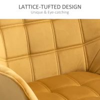 HOMCOM Armchair Accent Chair, Vanity Chair with Wide Arms, Slanted Back, Padding, Metal Frame, Wooden Legs, Home Bedroom Furniture Seating, Set of 2, Yellow(m-5)