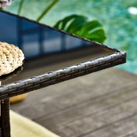 Outsunny Tavolino da Giardino con Ripiano Inferiore in PE Rattan 150x85x74cm Marrone(m-9)