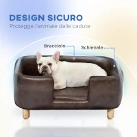 PawHut Divanetto per Animali, Cuscino Imbottito in Gommapiuma Rimovibile, Cane di Taglia Media Piccola, Marrone Scuro 74x48.5x31cm(m-5)