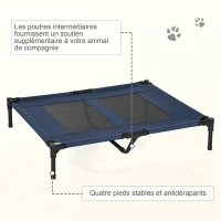 PawHut Lit sur pieds lit pour chien chat lit de camp lit surélevé aniamux tissu Oxford textilène micro-perforé acier(m-7)