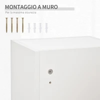 kleankin Armadietto Medicinali a Muro con Serratura, 5 Ripiani e Mensole Regolabili, in Legno e Vetro, Bianco, 30x20x70cm(m-6)