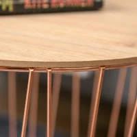 HOMCOM Coffee Tables Set of 2, Side Tables with Metal Frame, End Tables for Living Room, Bedroom - Rose Gold Color Base(m-8)