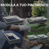 Outsunny Aiuola Rialzata, Modulabile r Senza Fondo in Acciaio Zincato, 258x90x30 cm, Grigio Scuro(m-6)