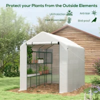 Outsunny 8 x 6ft Walk-In Greenhouse, with Shelves - White(m-4)