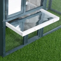PawHut Conejera de Madera Exterior Jaula para Conejos de 2 Niveles con Bandeja Extraíble y Múltiples Entradas Techo de Asfalto Cobayas Gallinas 140x65x100 cm Verde(m-8)