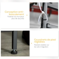 HOMCOM Portemanteau meuble de rangement entrée, 6 étagères 4 crochets 2 tiroirs en tissu, 125 x 43 x 185,5 cm, en acier et bois(m-7)