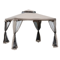 Outsunny Gazebo da Giardino 3x3m con Zanzariera Colore Talpa
