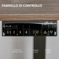 Vinsetto Scrivania Sollevabile a 4 Altezze con Regolazione Elettrica, Sistema Anticollisione, 140x70x72-116cm, Metallo Nero e Teak(m-5)
