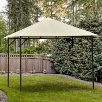Outsunny Gazebo da Giardino 3x3m in Metallo con Doppio Tettuccio, Bianco e Crema(m-2)