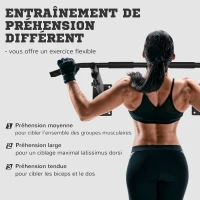 HOMCOM Barre de traction barre de Fitness fixation murale support sac de frappe ou sangles TRX intégré charge max. 150 Kg acier noir(m-4)
