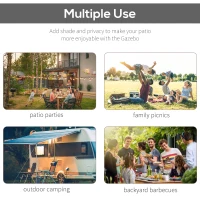 Outsunny 3 x 2.5 Patio Metal Gazebo Metal Frame Pergola with Extendable Canopy for Family Outdoor Shelter, Charcoal Grey(m-5)