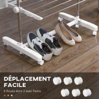 HOMCOM Séchoir à Linge étendoir pliable ailes latérales utilisation intérieure et extérieure 142 x 55 x 172 cm 4 niveaux(m-7)