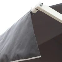 Outsunny Store Double Pente 4 x 3 m Manuel rétractable Inclinaison réglable métal époxy Blanc Polyester imperméabilisé Anti-UV Gris(m-8)