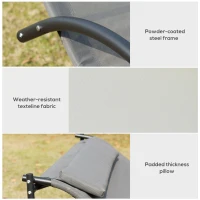Outsunny Double Sun Lounger, Rocking Lounger Sunbed Daybed with Armrest and Headrest Pillow, for Two, For Outdoor Patio Garden, Grey(m-5)