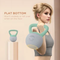 SPORTNOW 4kg/6kg/8kg/10kg Soft Kettlebell, Kettle Bell with Non-Slip Handle, for Home Gym, Strength Training, Cardio - Grey and Green(m-6)