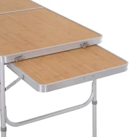 Outsunny Tavolo Pieghevole da Campeggio 5Kg, Facile da Trasportare, con Pannello Estraibile 120cm x 60cm x 40/70cm(m-8)