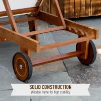 Outsunny Sdraio da Giardino con Schienale Regolabile con Ruote Balcone in Legno di Acacia 198x60x88/80/69/45cm(m-8)