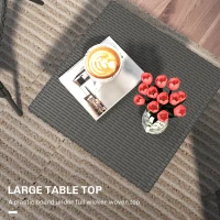 Outsunny Rattan Side Table, Outdoor Coffee Table with Plastic Board Under the Full Woven Table Top for Patio, Garden, Balcony, Grey(m-5)