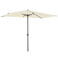 Outsunny 3 x 2m Garden Parasol Umbrella, Outdoor Market Table Umbrella with Aluminium Pole & Crank, Rectangular Tilting Parasol Sun Shade Canopy, Beige(m-1)