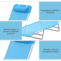 Outsunny Lettino Prendisole Pieghevole con Schienale Reclinabile e Cuscino, 182x56x24.5cm(m-6)