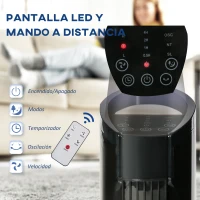 HOMCOM Ventilador de Torre 50W con Mando a Distancia 3 Velocidades Pantalla Temporizador y Oscilante 70° Ø20x78,5 cm Negro(m-4)