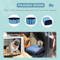 PawHut Dog Paddling Pool, Foldable Dog Pool, Leakproof & Hard Plastic, Portable Pet Bathtub with Non-Slip Base & Drainage Hole, for Indoors, Outdoors, Garden, Patio, 120 x 30 cm, Blue(m-6)