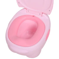 HOMCOM Orinal Infantil con Forma de Hipopótamo con Asas para Niños a partir de 6 Meses Inodoro de Aprendizaje 40x30x23 cm Rosa(m-8)