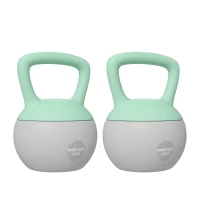 SPORTNOW 2 x 10kg Soft Kettlebell, Kettle Bell with Non-Slip Handle, for Home Gym, Strength Training, Cardio - Grey and Green(m-1)