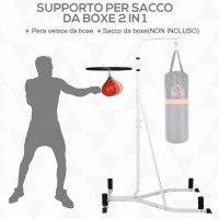 HOMCOM Piattaforma con Pera da Boxe per Allenamento, Stazione da Boxe in Acciaio, Supporto per Punching Ball Rossa, 115x156x224cm(m-4)
