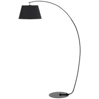 HOMCOM Lampada da Terra ad Arco con Paralume in Tessuto e Piantana Rotonda, 100x43x177cm, Nero(m-10)