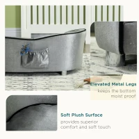 PawHut Dog Sofa Pet Chair, Kitten Bed Couch w/ Wooden Frame, Removable Cushion - Silver-Tone and Grey(m-7)