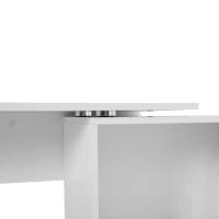 HOMCOM Scrivania Angolare con Libreria Scaffale in Legno Bianco, Tavolo da Pranzo con Rotazione a 360°, 173x39.8x74 cm(m-9)