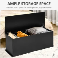HOMCOM Wooden Storage Box Clothes Toy Chest Bench Seat Ottoman Bedding Blanket Trunk Container with Lid - Black(m-4)