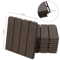 Outsunny Caillebotis - Dalles terrasse - Lot de 9 - emboîtables, Installation très Simple - Petits Carreaux Composite Plastique Imitation Bois Chocolat(m-3)