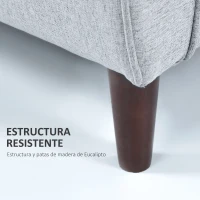 HOMCOM Sofá de 2 Plazas con Cojines y Asiento Acolchado Funda de Almohada Lavable 140x78x83 cm Gris Claro(m-6)