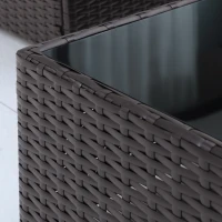 Outsunny Conjunto Muebles de Jardín Ratán 7 Piezas Set de Sofás Patio con 1 Mesita Almohada y Cojín Incluido Marco Acero Resistente Intemperie UV para Exterior Marrón(m-9)