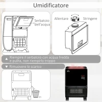 HOMCOM Stufa Elettrica 2in1 con Umidificatore, Luce LED 3 Colori, Timer e Telecomando, 33x21x49.5 cm, Nero(m-9)