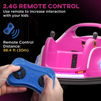 AIYAPLAY Angry Bird Licensed Waltzer Car, 12V Kids Bumper Car w/ Joysticks, Remote, Music LED Lights, Pink(m-5)