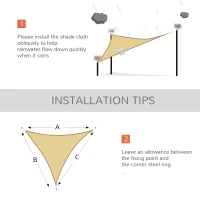Outsunny Sun Shade Sail UV Resistant Outdoor Lawn Patio Shelter Garden Canopy Patip Shade Awning  (Triangle (3 Metre), Sand)(m-7)