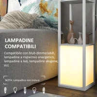HOMCOM Lampada da Terra Moderna con 2 Paralumi e 2 Ripiani per Lampadine E27 Max. 40W, 26x26x156 cm, Bianco(m-6)