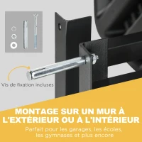 SPORTNOW Panier de basket mural panier de basket extérieur panneau incassable filet anti-déchirure 110 x 90 x 70 cm noir(m-4)