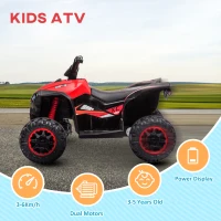 HOMCOM 12V Ride-On Quad Bike w/ Music, Horn, for Ages 3-5 Years - Red(m-4)
