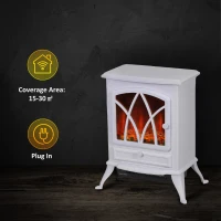 HOMCOM 1kW-2kW Vintage Electric Fireplace Heater - White(m-4)