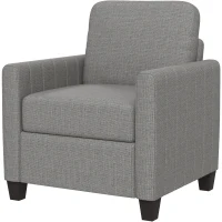 HOMCOM Modern Boxy Linen-Look Armchair - Light Grey(m-11)