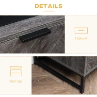 HOMCOM Bedside Table with Drawer and Shelf, Side End Table with Steel Legs for Living Room, Bedroom, Set of 2, Dark Grey(m-6)