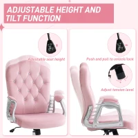 Vinsetto Velvet-Feel Work Chair, with Diamante Back - Pink(m-5)