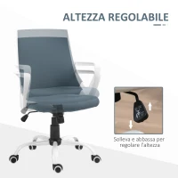 HOMCOM Sedia da Ufficio Ergonomica con Altezza Regolabile, Funzione Dondolo e Tessuto a Rete, Grigio(m-4)