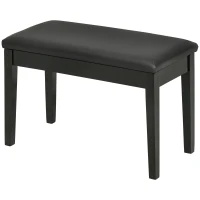 HOMCOM Classic Piano Bench Stool, PU Leather Padded Keyboard Stool with Rubber Wood Legs and Music Storage Compartment, Black(m-11)