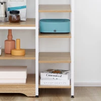 HOMCOM Scaffale da Cucina Basso Salvaspazio Stile Industriale, Mobiletto con 7 Ripiani per Cucina in Metallo e Legno, 90x40x95cm, Bianco(m-8)