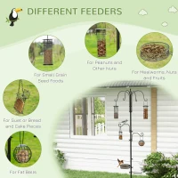 Pawhut Bird Feeding Station Kit, Wild Bird Feeder Pole with 6 Hooks, 4 Hanging Feeders for Peanuts, Seed, Fat Balls, for Garden, Outdoor, Black(m-5)